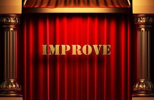 improve golden word on red curtain photo