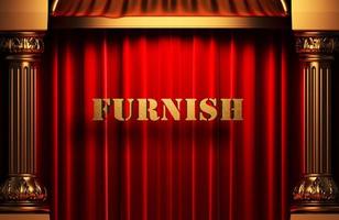 furnish golden word on red curtain photo