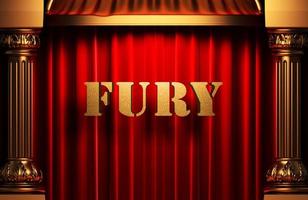 fury golden word on red curtain photo