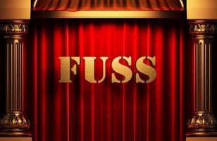 fuss golden word on red curtain photo