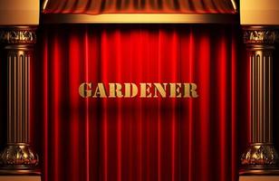 gardener golden word on red curtain photo