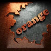 palabra naranja de madera foto