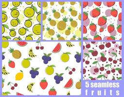 seamless fruit patterns vector