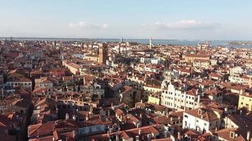 Venice Italy Roofs from above, drone panorama, autumn 2021