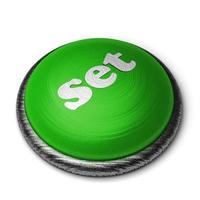 set word on green button isolated on white photo