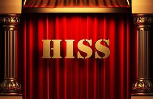 hiss golden word on red curtain photo