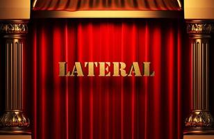 lateral golden word on red curtain photo