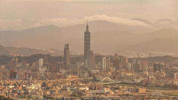 4K Timelapse Sequence of Taipei, Taiwan - Close up view of Taipei's downtown from the Mountains