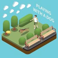 Dog Sitter Walker Isometric Concept vector