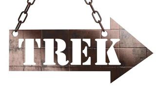 trek word on metal pointer photo