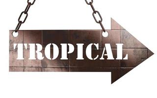 tropical word on metal pointer photo
