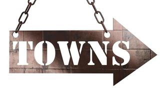 towns word on metal pointer photo
