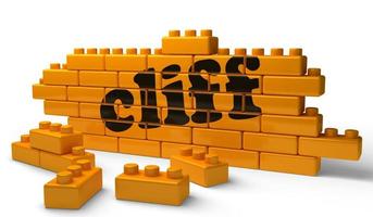 cliff word on yellow brick wall photo