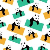 Seamless pattern of cute panda image on white background vector