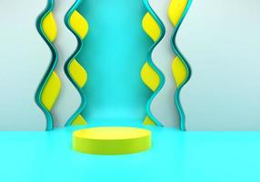 Podium use for product presentation. Abstract wave background. 3d rendering - illustration. photo