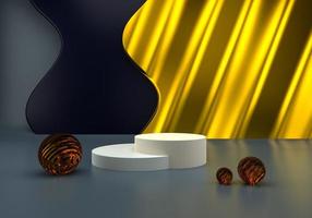 Podium use for product presentation. Abstract wave background. 3d rendering - illustration. photo
