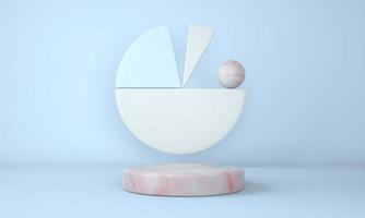 Mockup podium for branding. Light background and marble pedestal with geometric shapes. 3d. photo