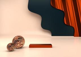 Podium use for product presentation. Abstract wave background. 3d rendering - illustration. photo
