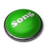 palabra de la canción en el botón verde aislado en blanco foto