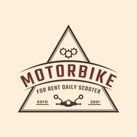 emblema de la insignia de la etiqueta retro vintage clásica inspiración para el diseño del logotipo de alquiler de motos y scooters vector