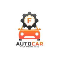 Letter F with Car Maintenance Vector. Concept Automotive Logo Design of Sports Vehicle. vector