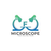 Laboratory Logo. Initial Letter F Microscope Logo Design Template Element. vector