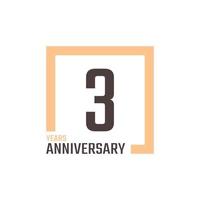 3 Year Anniversary Celebration Vector with Square Shape. Happy Anniversary Greeting Celebrates Template Design Illustration