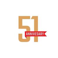 51 Year Anniversary Celebration with Red Ribbon Vector. Happy Anniversary Greeting Celebrates Template Design Illustration vector