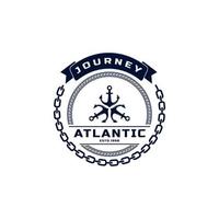 Vintage Nautical Anchor Emblem. Anchor Marine Badges Ship Boat Logo Design Template Element vector