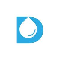 logotipo inicial de la letra d hydro con elemento de plantilla de diseño de icono de gota de agua de espacio negativo vector