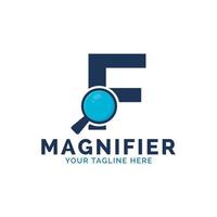 Search Logo. Letter F Magnifying Glass Logo Design vector