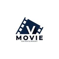 Film Logo. Initial Letter V Movie Logo Design Template Element. Eps10 Vector