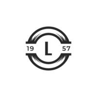 elemento de plantilla de diseño de logotipo de letra l insignia vintage. adecuado para identidad, etiqueta, insignia, café, vector de icono de hotel