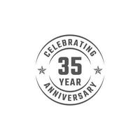 35 Year Anniversary Celebration Emblem Badge with Gray Color for Celebration Event, Wedding, Greeting card, and Invitation Isolated on White Background vector