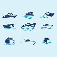 conjunto de diseño de logotipo de barco vector