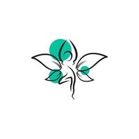 Butterfly Woman with Leaves for Wellness and Healthy Logo Icon Design Template Element vector