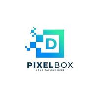 diseño inicial del logotipo de píxel digital con letra d. forma geométrica con puntos de píxeles cuadrados. utilizable para logotipos de negocios y tecnología vector