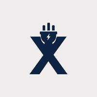 Initial Letter X Electric Icon Logo Design Element. Eps10 Vector