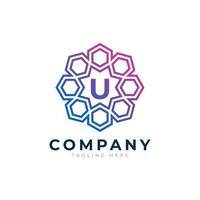 Letter U Inside Hexagon Shape Logo Design Template Element vector