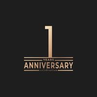 1 Year Anniversary Celebration with Thin Number Shape Golden Color for Celebration Event, Wedding, Greeting card, and Invitation Isolated on Dark Background vector