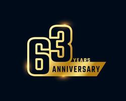 63 Year Anniversary Celebration with Shiny Outline Number Golden Color for Celebration Event, Wedding, Greeting card, and Invitation Isolated on Dark Background vector