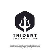 Classic Vintage Trident Neptune God Poseidon Triton King Spear Logo Icon Design Template vector