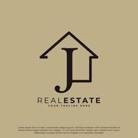 Creative Letter J House Logo Design. House Symbol Geometric Linear Style. Usable for Real Estate, Construction, Architecture and Building Logo vector