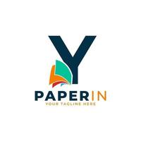 Modern Simple Letter Y with Paper Logo Design Template vector