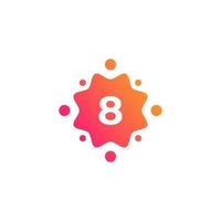 Smart and Creative Number 8 Logo Design Template with  Dots or Points. Geometric Dot Circle Science Medicine Sign. Universal Energy Tech Planet Star Atom Vector Icon Element