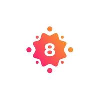 Smart and Creative Number 8 Logo Design Template with  Dots or Points. Geometric Dot Circle Science Medicine Sign. Universal Energy Tech Planet Star Atom Vector Icon Element