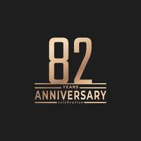 82 Year Anniversary Celebration with Thin Number Shape Golden Color for Celebration Event, Wedding, Greeting card, and Invitation Isolated on Dark Background vector