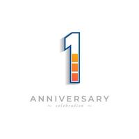 1 Year Anniversary Celebration with Charging Icon Battery for Celebration Event, Wedding, Greeting card, and Invitation Isolated on White Background vector