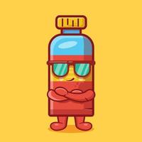 super cool juice bottle character mascot isolated cartoon in flat style design vector