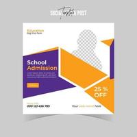 School Admission Square social media post template. Back To School flyer and banner template. vector